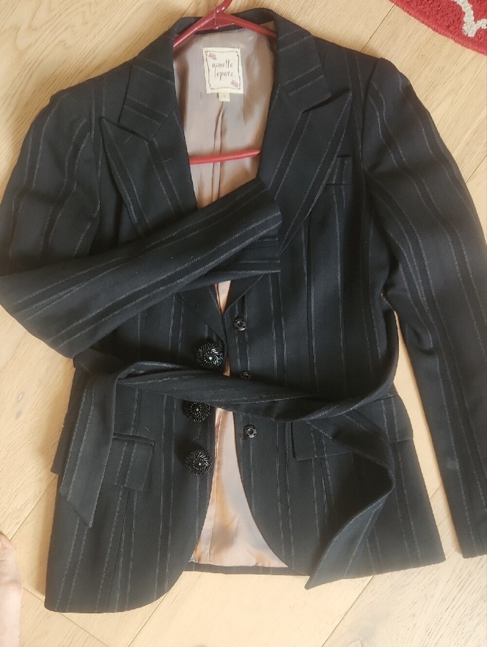 Nanette Lepore Black Pinstripe Suit Jacket
